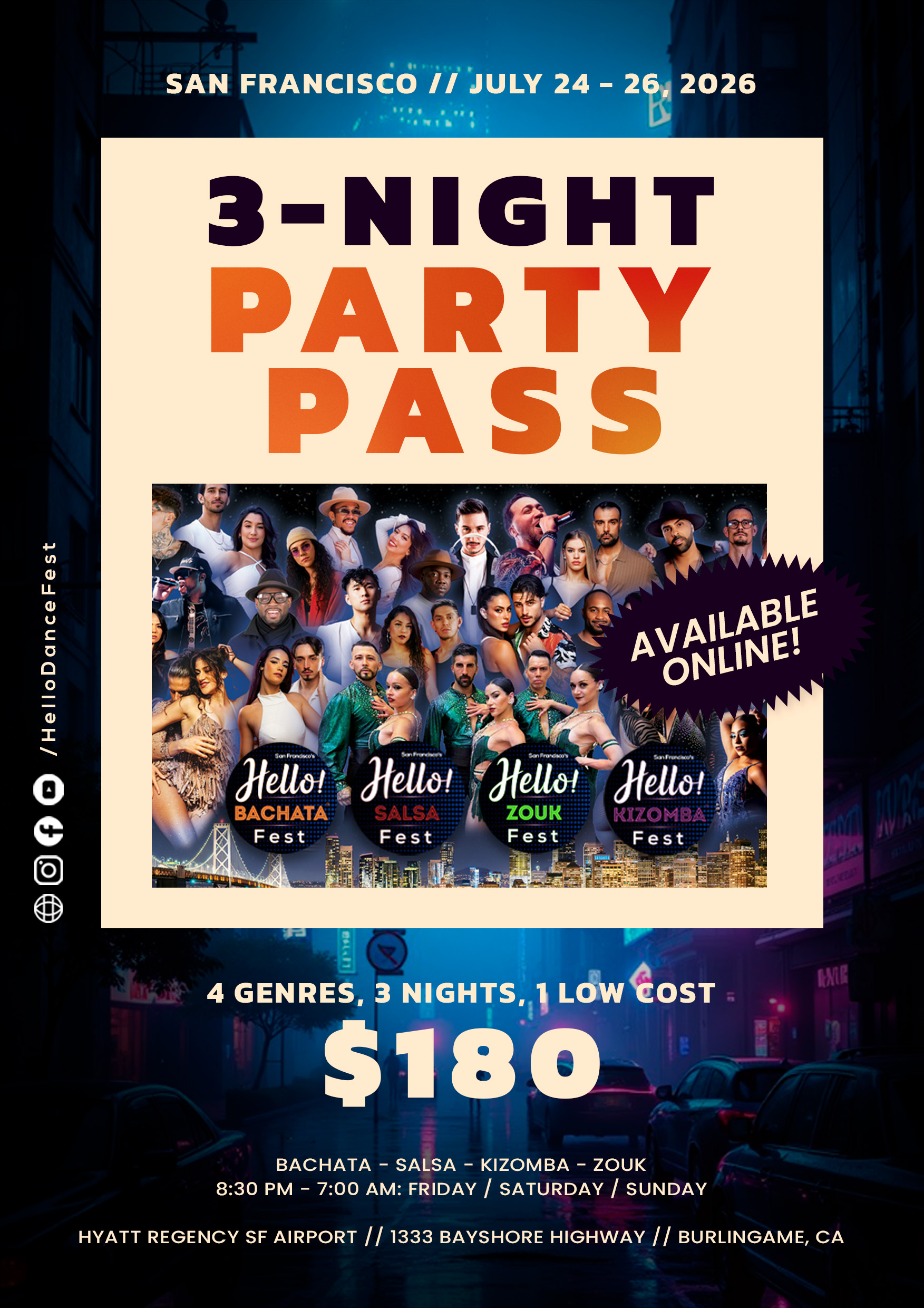 3 Night Party Pass